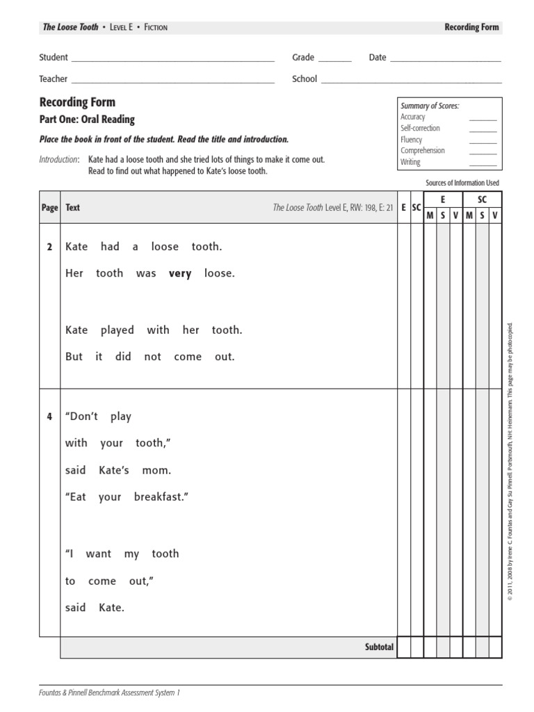 The Loose Tooth Assessment Guide | PDF | Communication | Learning