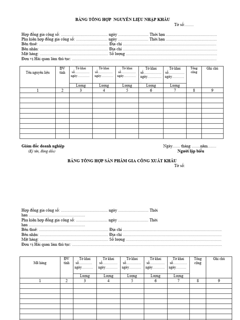 Bang Tong Hop Nguyen Vat Lieu | PDF