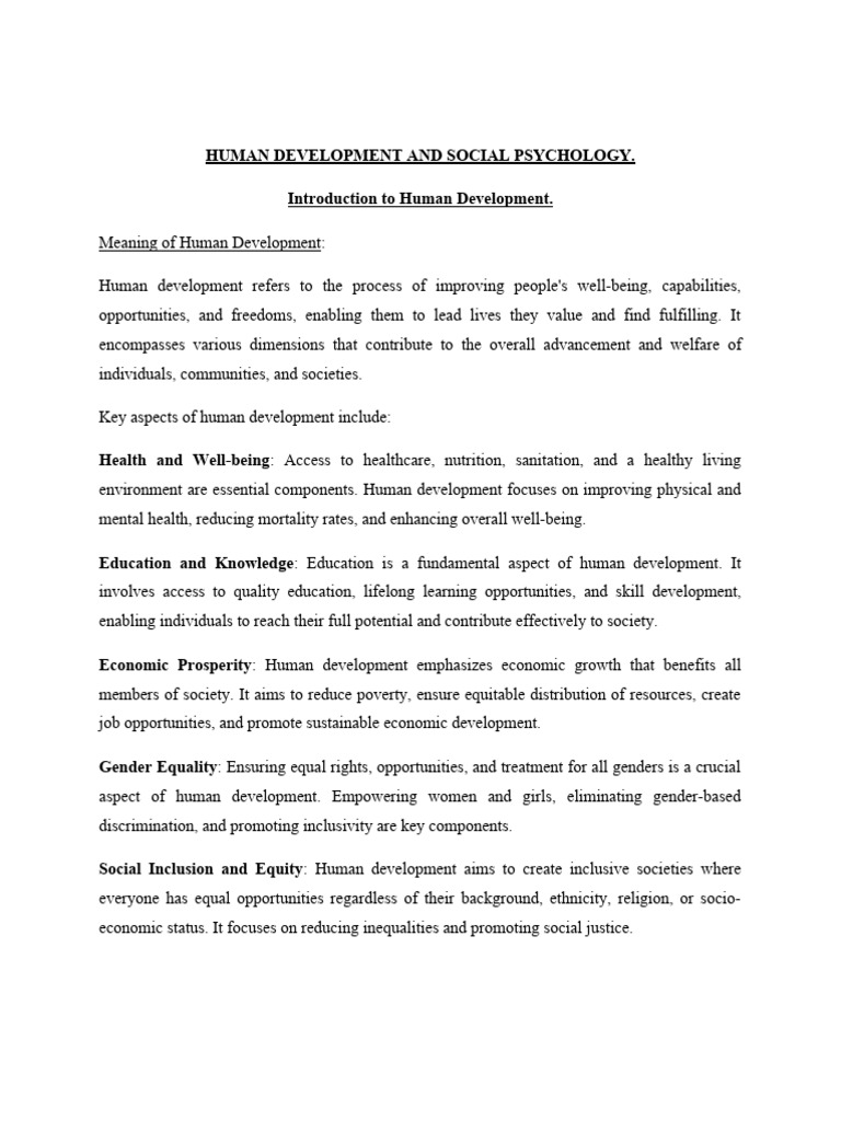 Human Development And Social Psychology Pdf Psychology