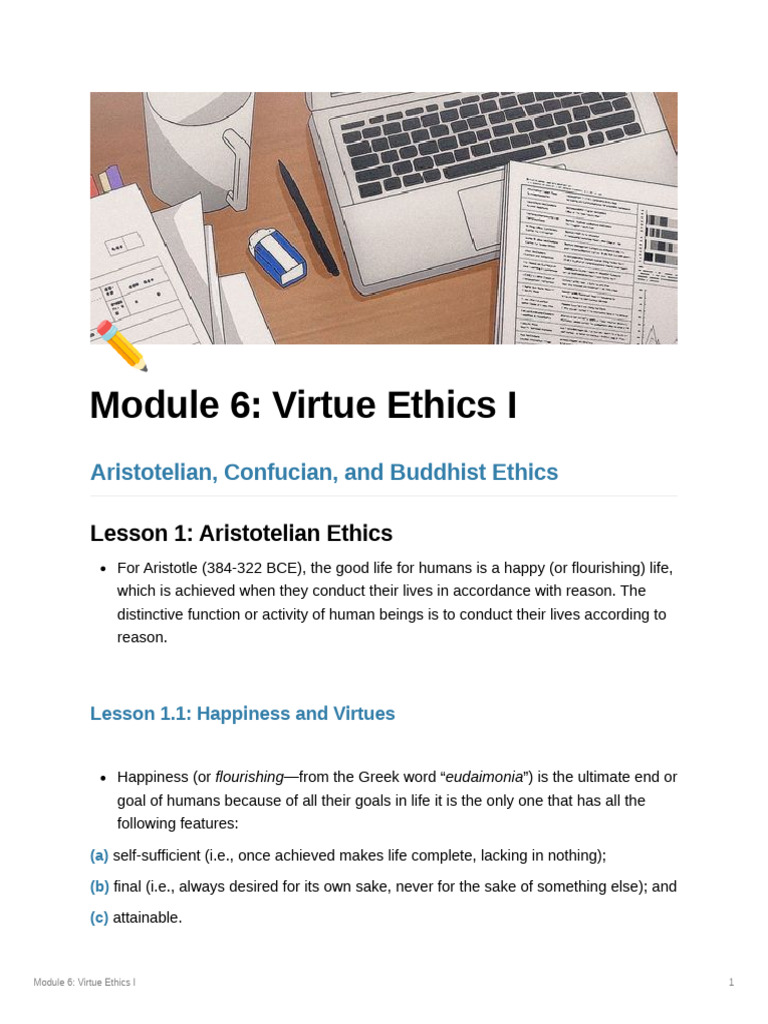 Module 6 Virtue Ethics I | PDF | Virtue | Confucianism