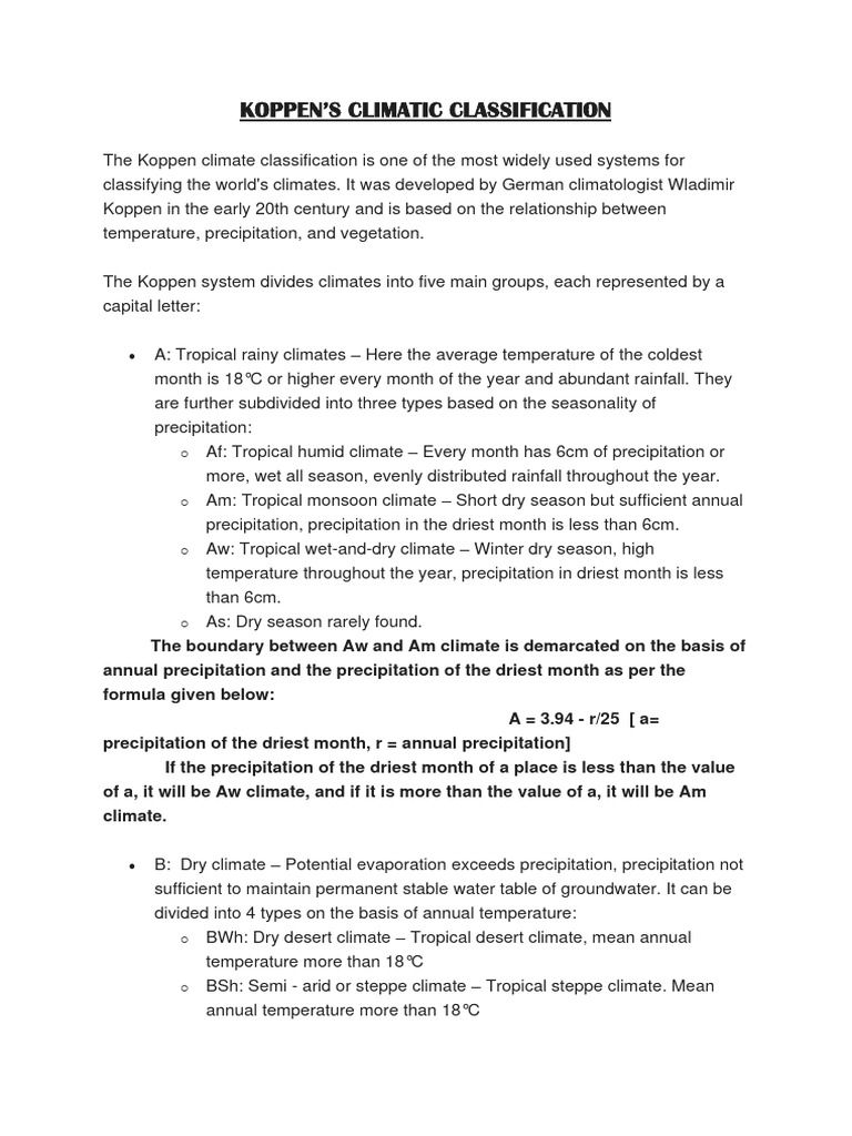 Koppen Climate Classification Overview | PDF | Earth Phenomena | Nature
