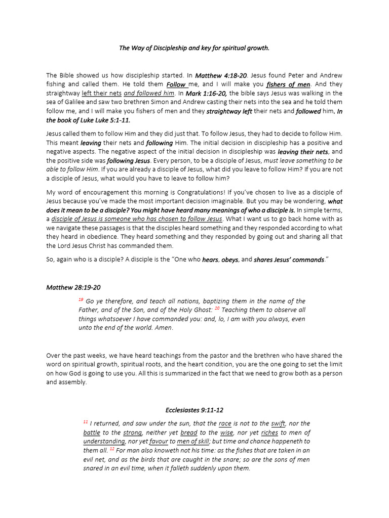 Discipleship And Keys To Spiritual Growth Pdf