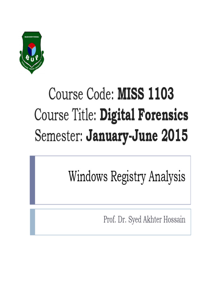 Windows Registry Analysis | PDF | Windows Registry | Computer File