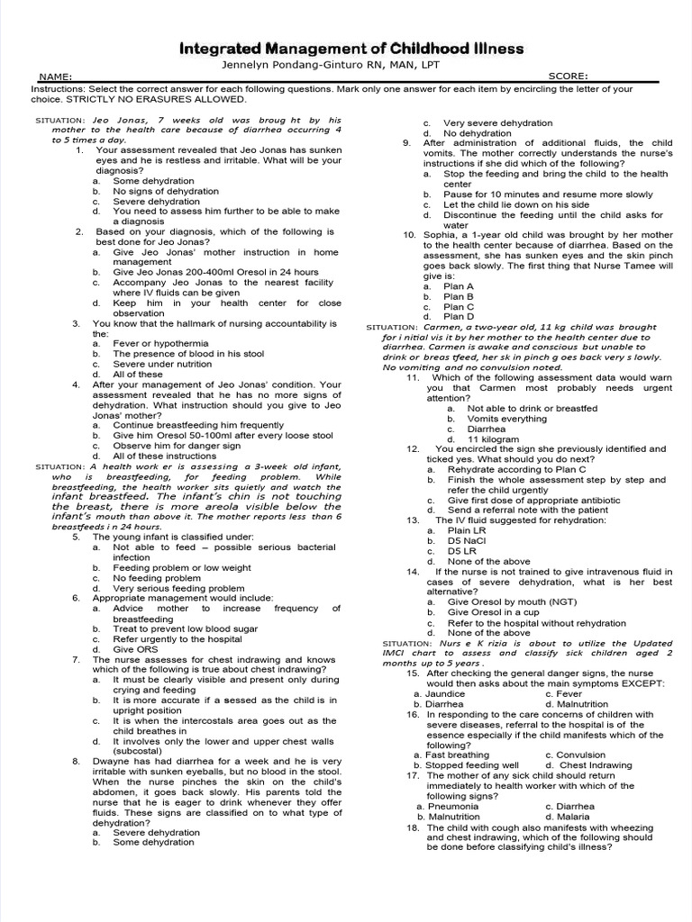 PDF Imci 50 Items 0 2months | PDF | Breastfeeding | Diarrhea