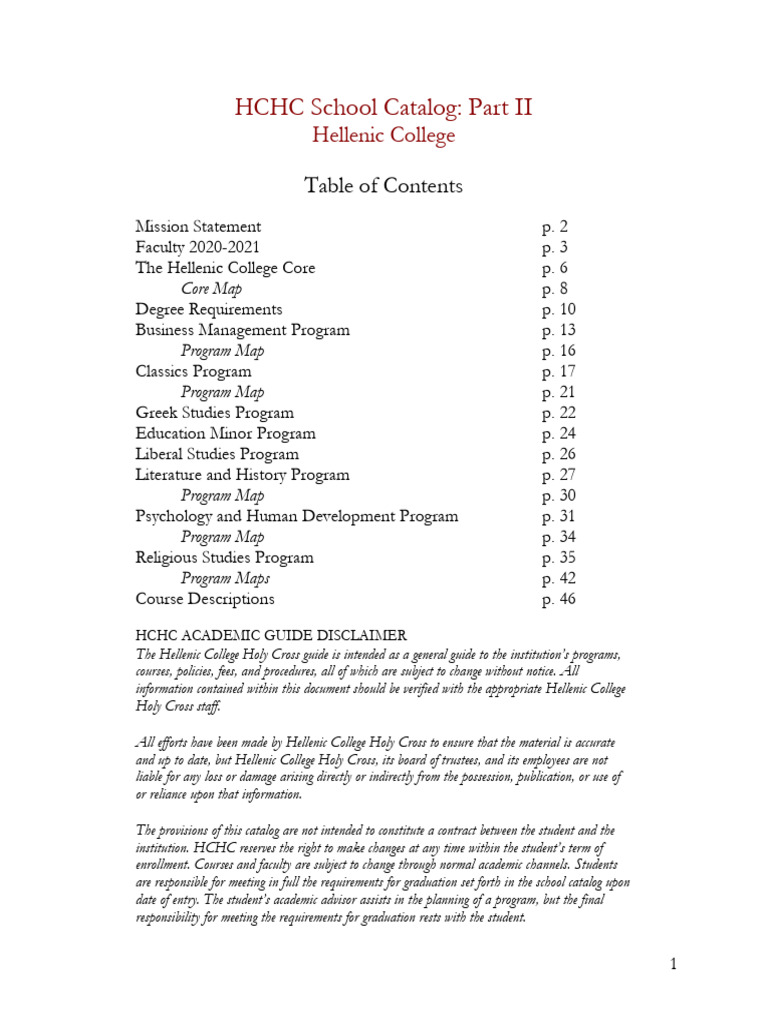 HCHC School Catalog Part II Hellenic College | PDF | Classics | Greeks