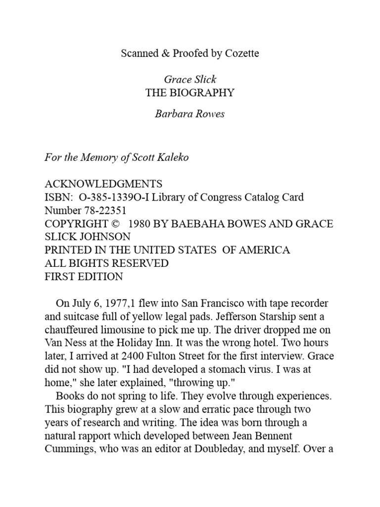 Rowes, Barbara Grace Slick The Biography PDF