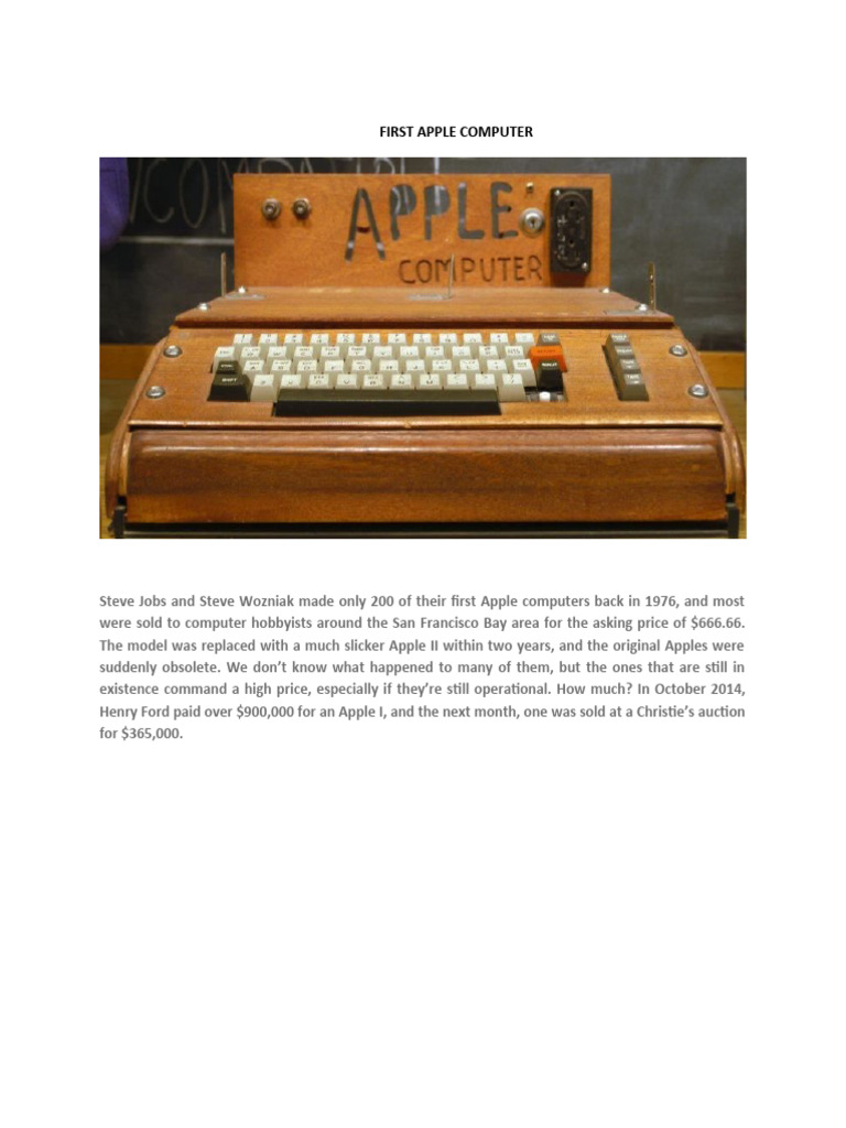 FIRST APPLE COMPUTER | PDF