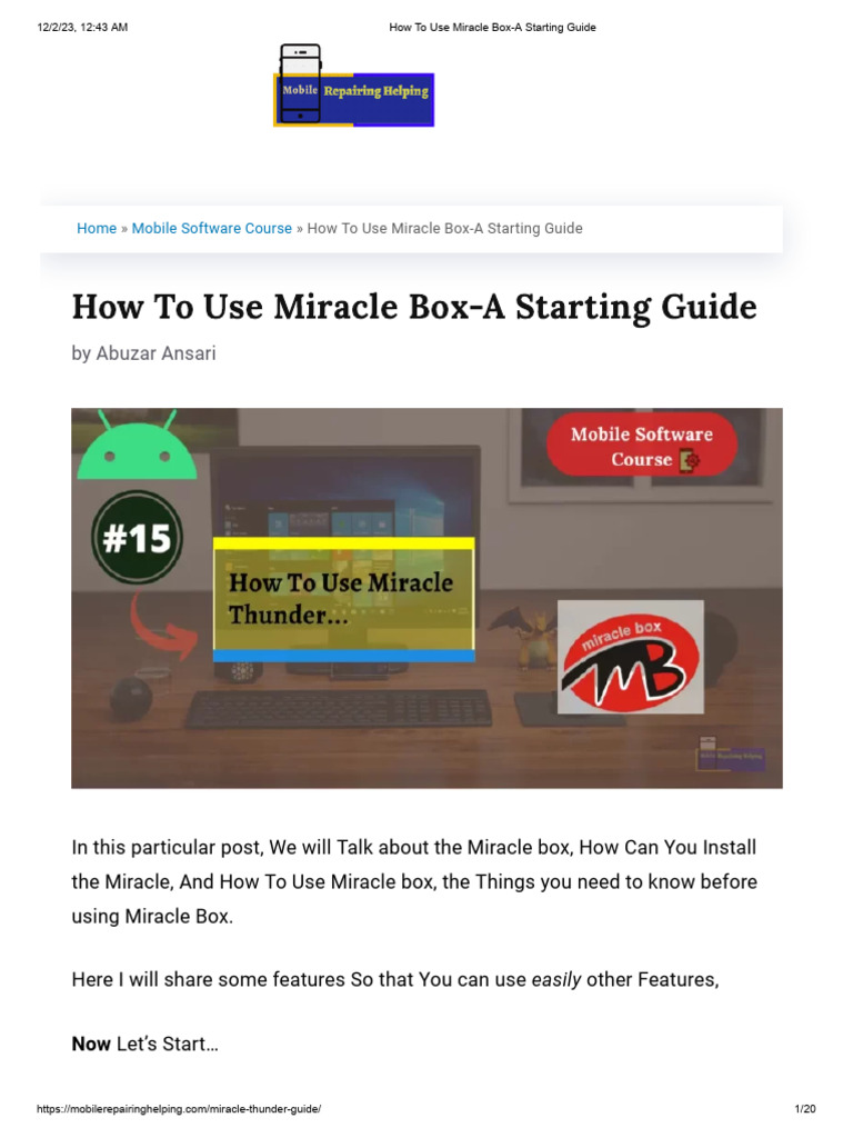 How To Use Miracle Box-A Starting Guide | PDF | Technology & Engineering