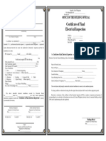 Certificate of Final Electrical Inspection