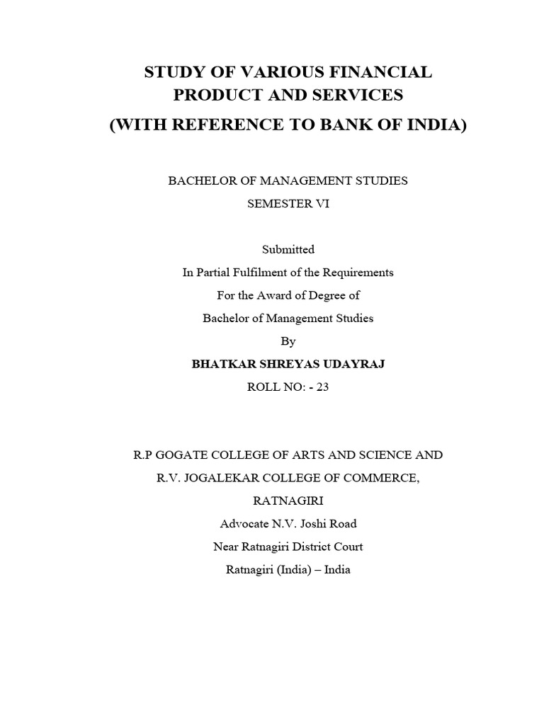 Financial Products at Bank of India | PDF