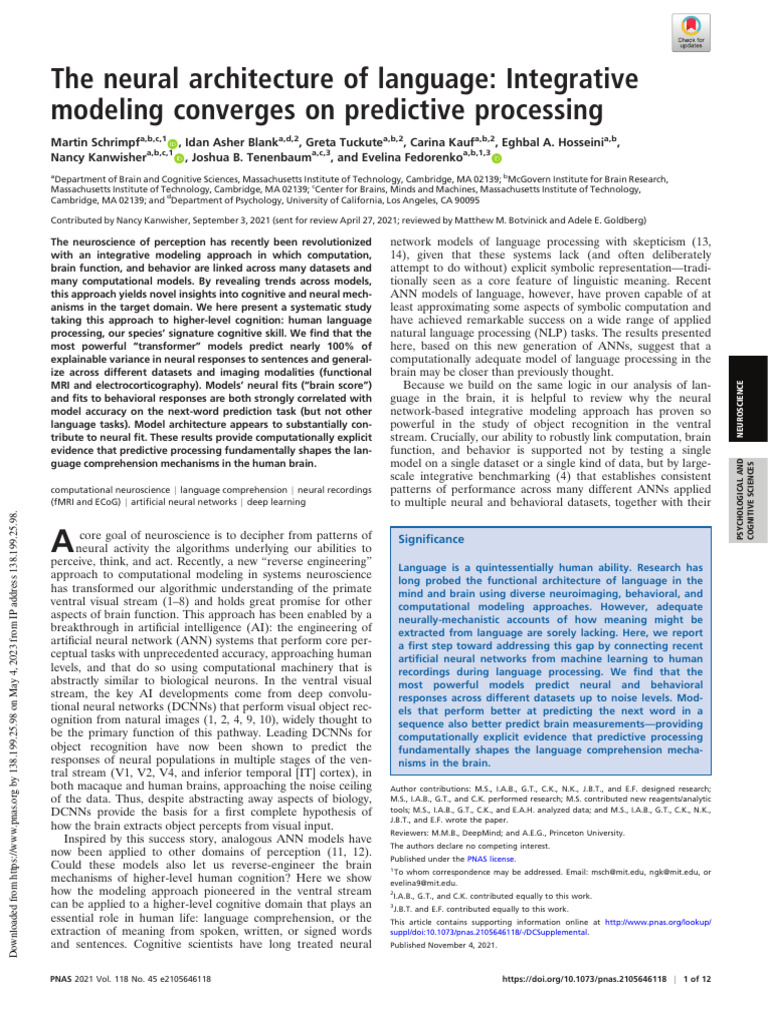 The Neural Architecture of Language | PDF | Computers | Technology ...