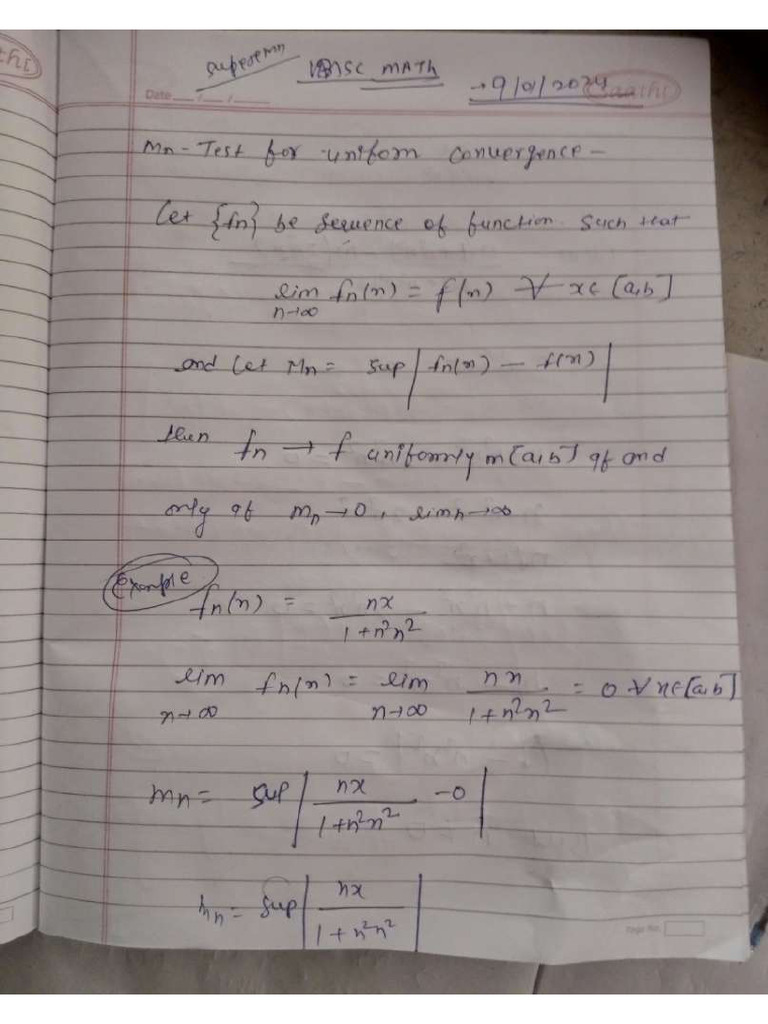 Real Analysis M-Test Class Notes | PDF