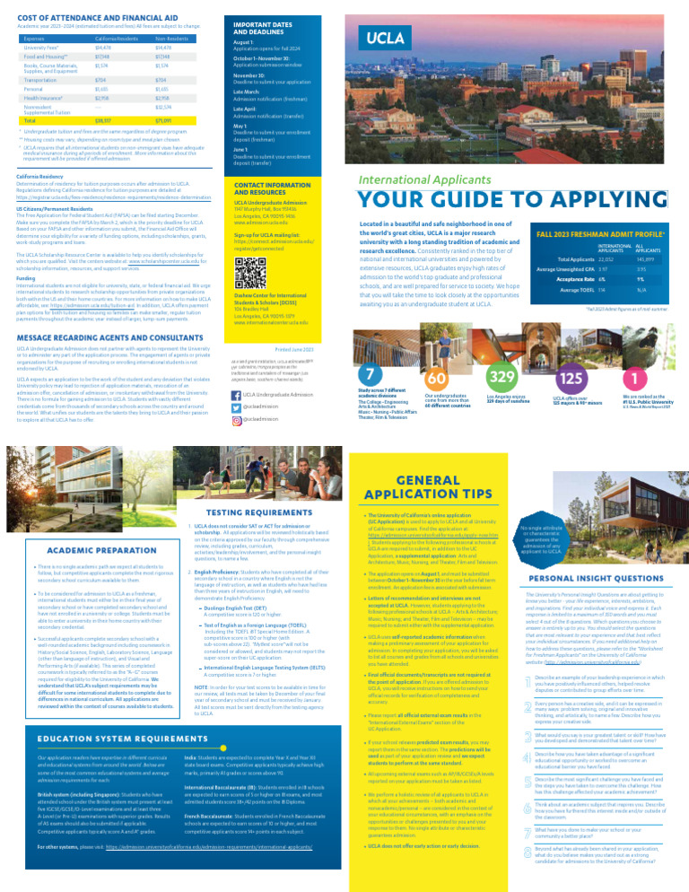 UCLA International Admissions Guide | PDF | University And College ...