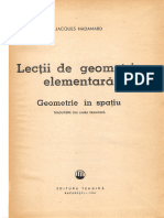 Jacques Hadamard - Lectii de Geometrie Elementara. Geometrie in Spatiu - Editura Tehnica 1961