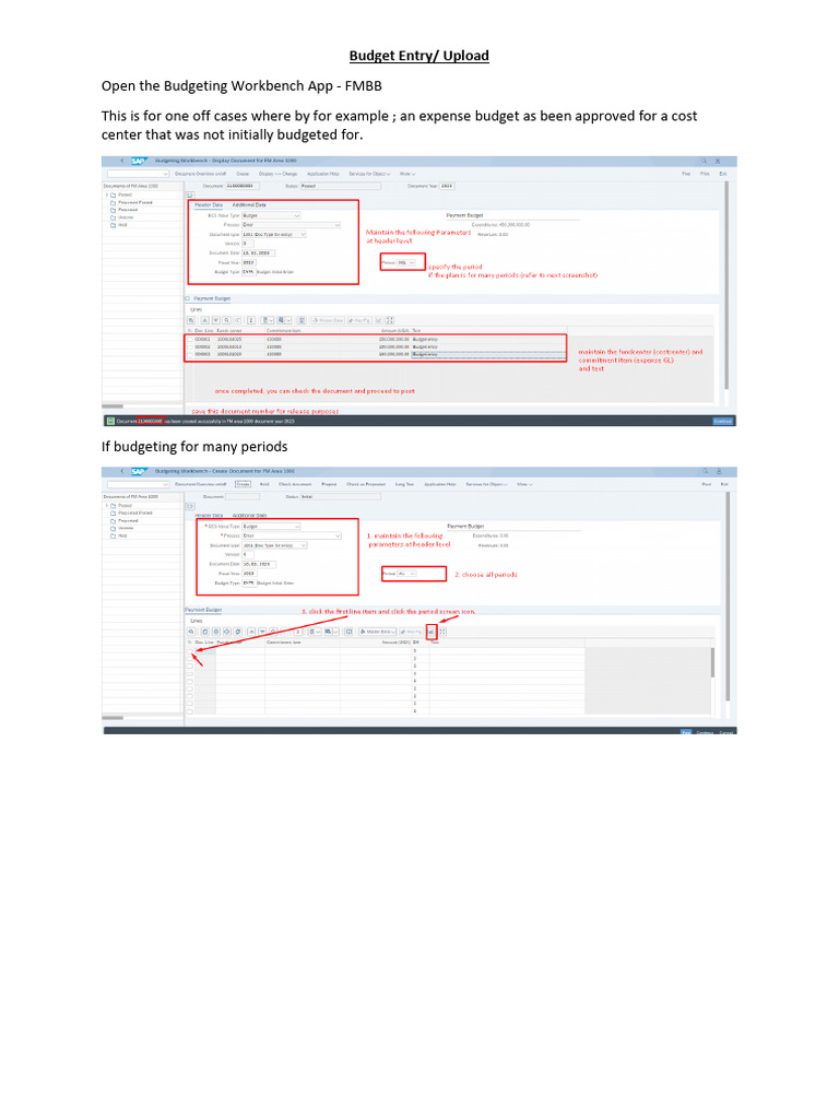 Budget Entry Manual Through Budgeting Workbench PDF
