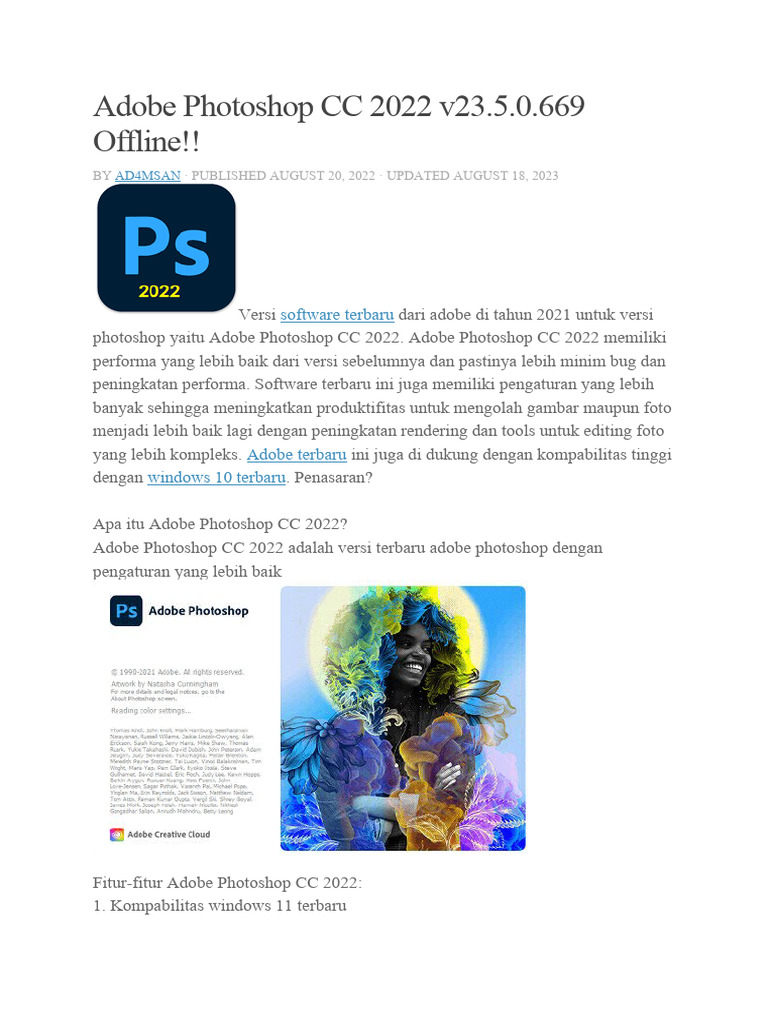 Adobe Photoshop CC 2022 v23.5.0.669 Offline | PDF
