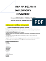 Pytania Na Egzamin Dyplomowy Inż KMU