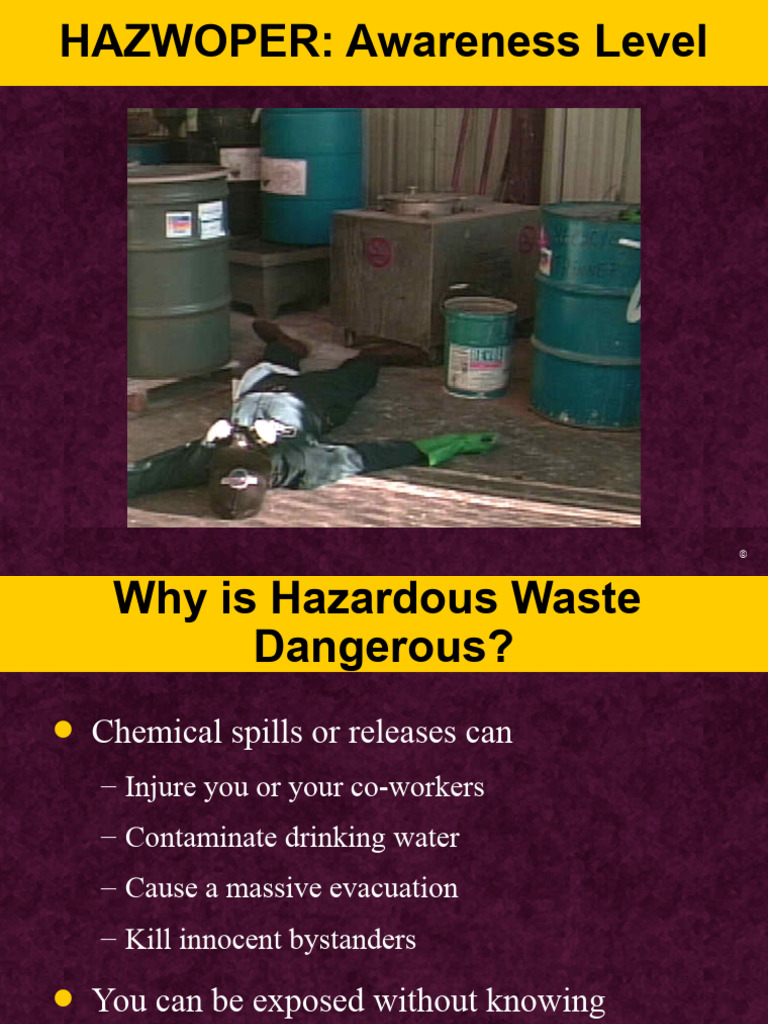 Hazwoper Awareness Level Pdf Hazards Dangerous Goods