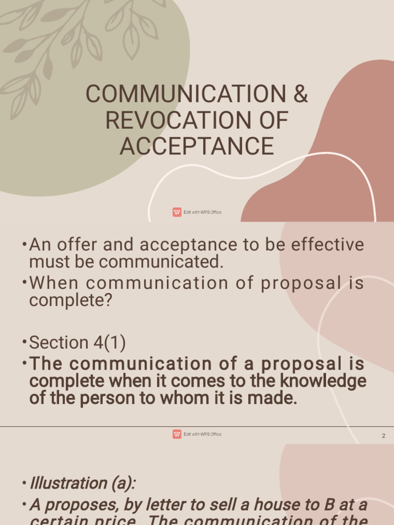 Communication & Revocation of Acceptance Nov 2022 | PDF | Offer And ...