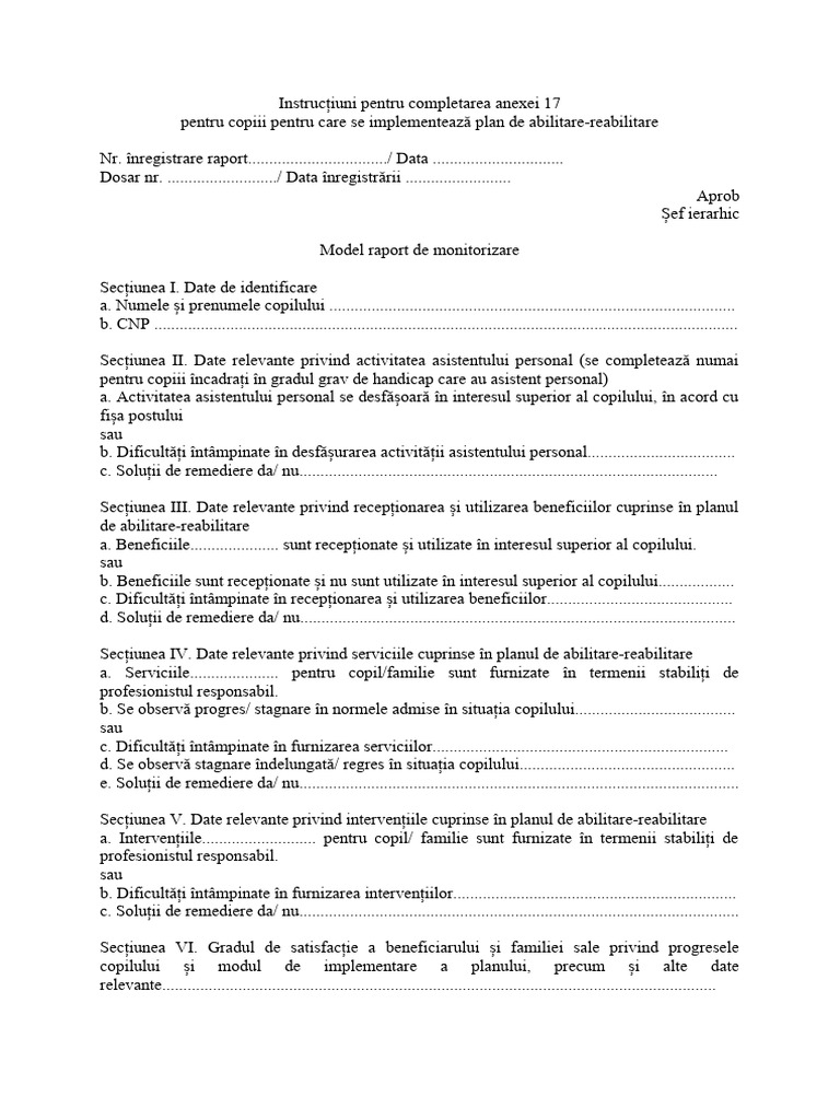 Instructiuni Anexa 17 | PDF