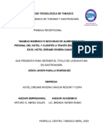 Manejo Higienico e Inocuidad de Alimentos de Alimentos para Peronal Del Hotel y Clientes A Través Del Ditintivo H en El Hotel Dreams Riviera Cancun