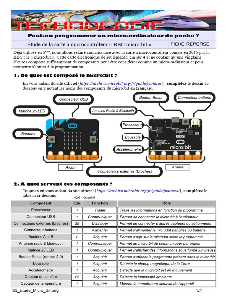 Découverte de la carte BBC micro:bit | PDF | Ingénierie informatique ...