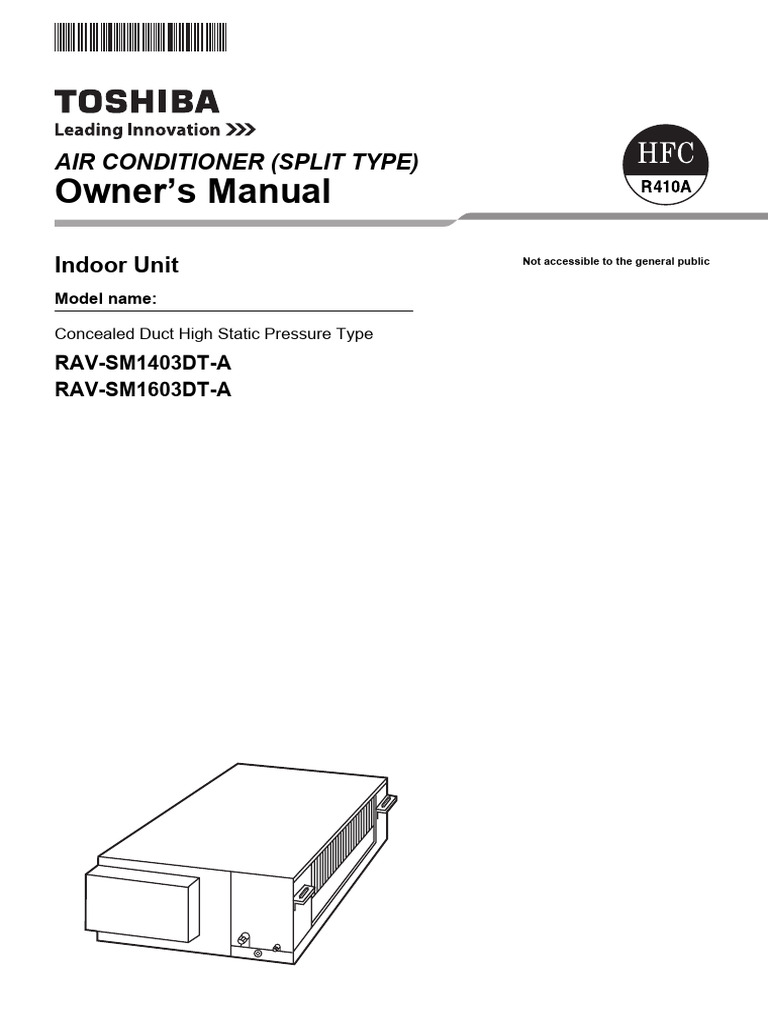 Toshiba Concealed Duct AC Manual | PDF | Air Conditioning | Switch