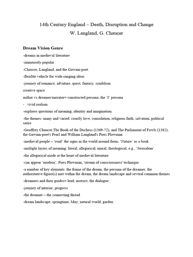 14th Century England Notes | PDF | Giovanni Boccaccio