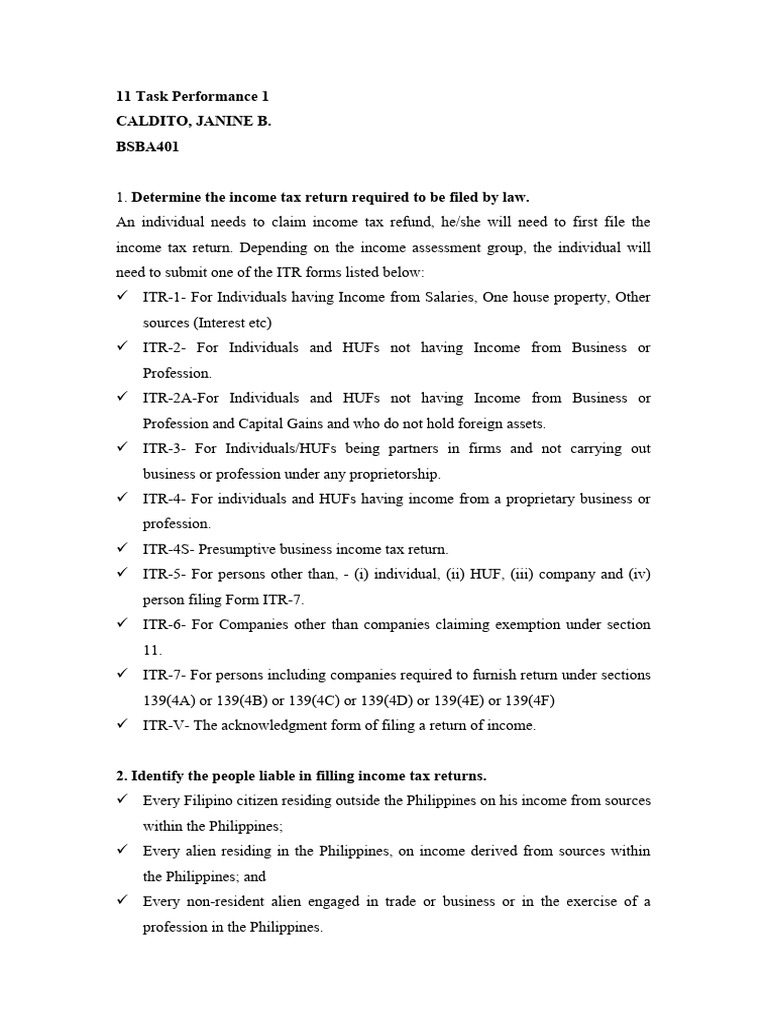 Income Tax Return Filing Guide | PDF