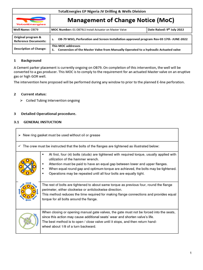 MoC - NBR - 01 OB79 LS BCSR Install Actuated MV2 Signed | PDF | Valve ...