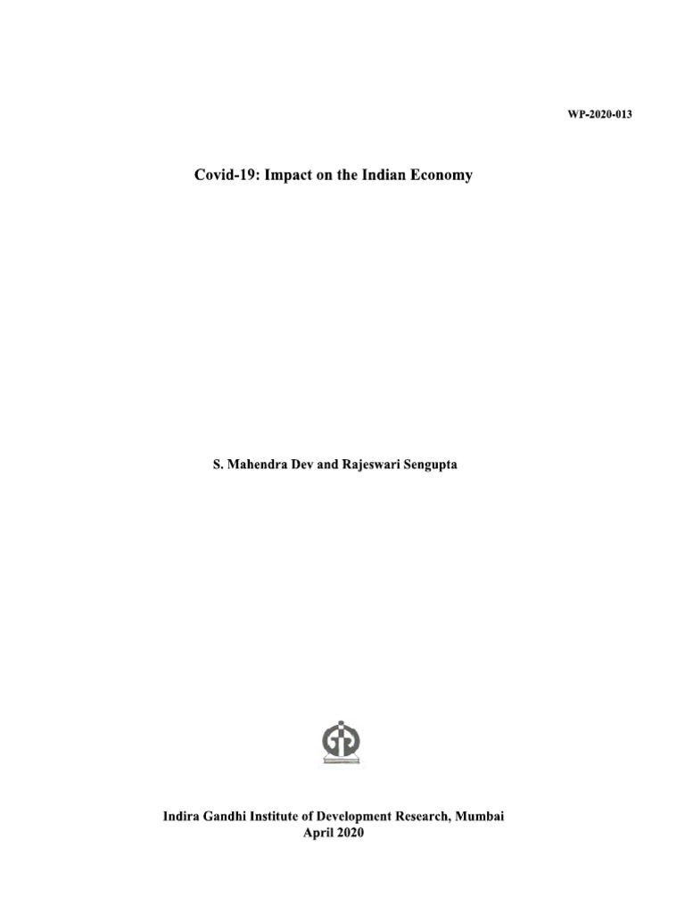 Impact of Covid-19 On The Indian Economy | PDF