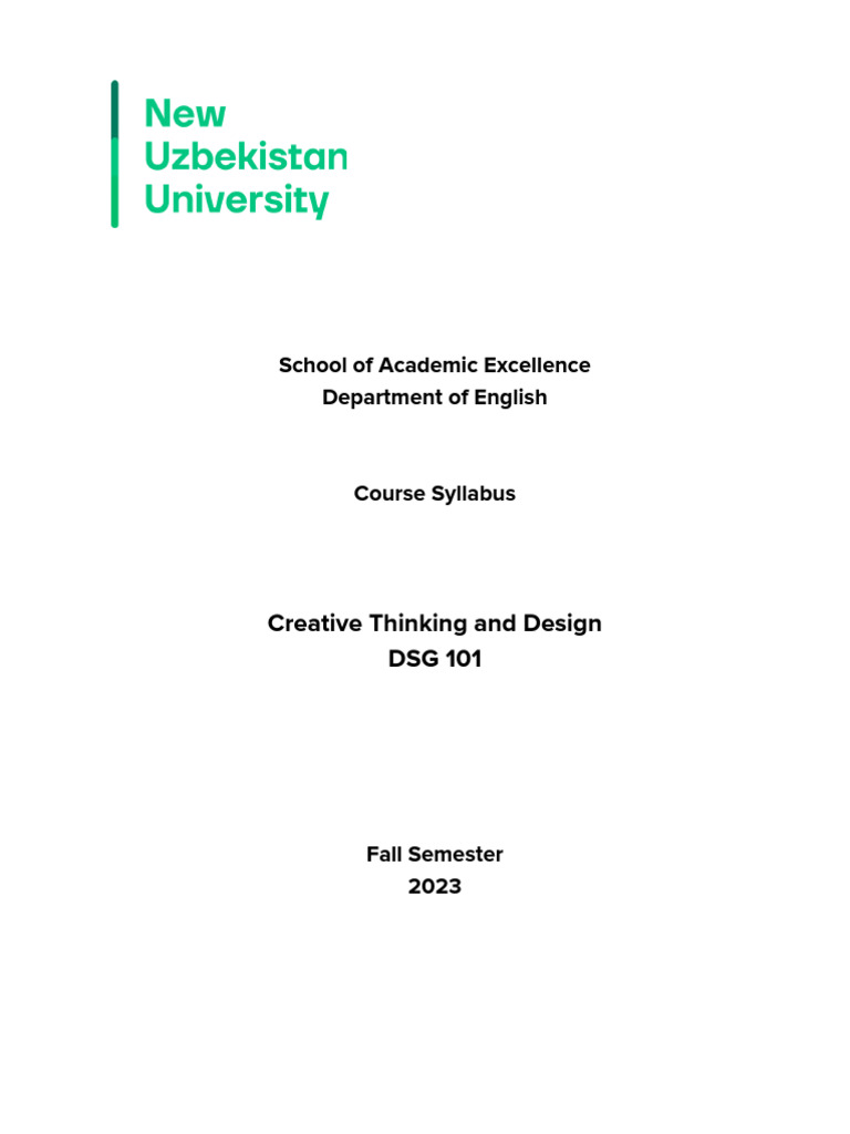 Dsg 101 creative thinking and design syllabus 2023 2024 1 pdf