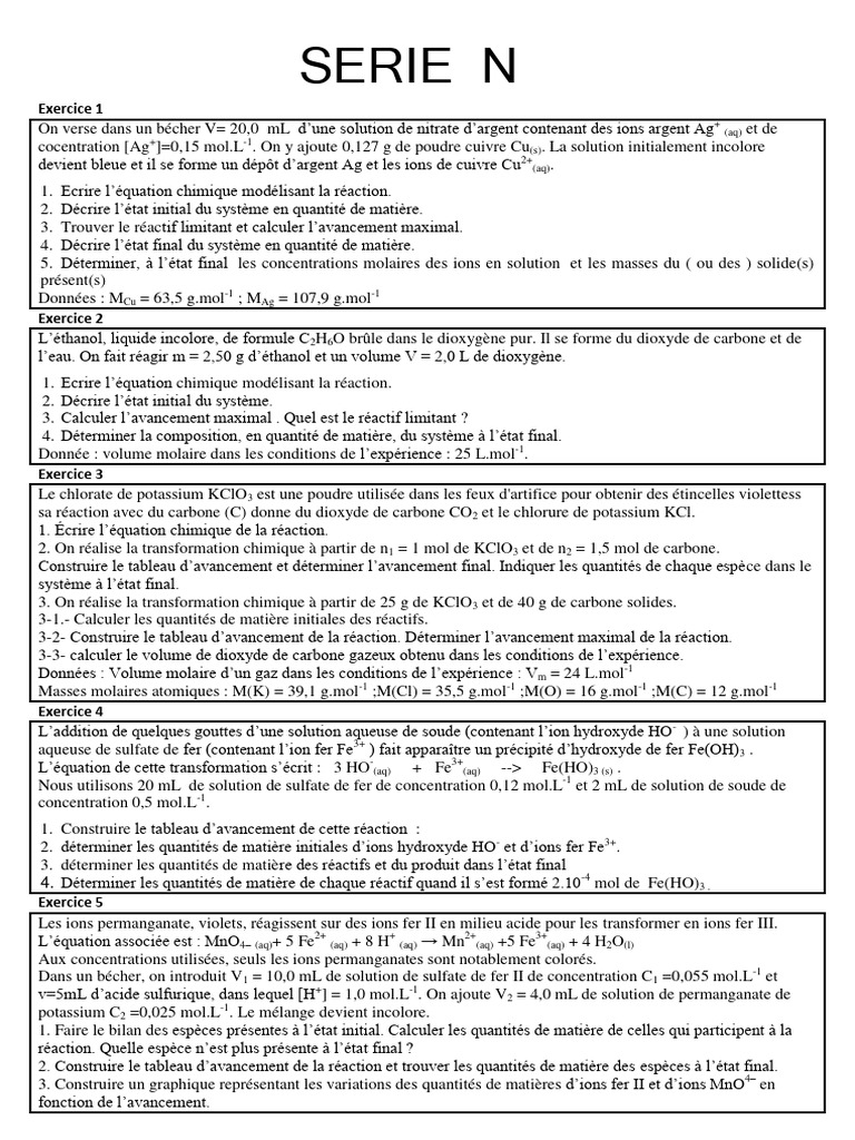 Réactions chimiques et équilibres en laboratoire | PDF | Fer | Ion