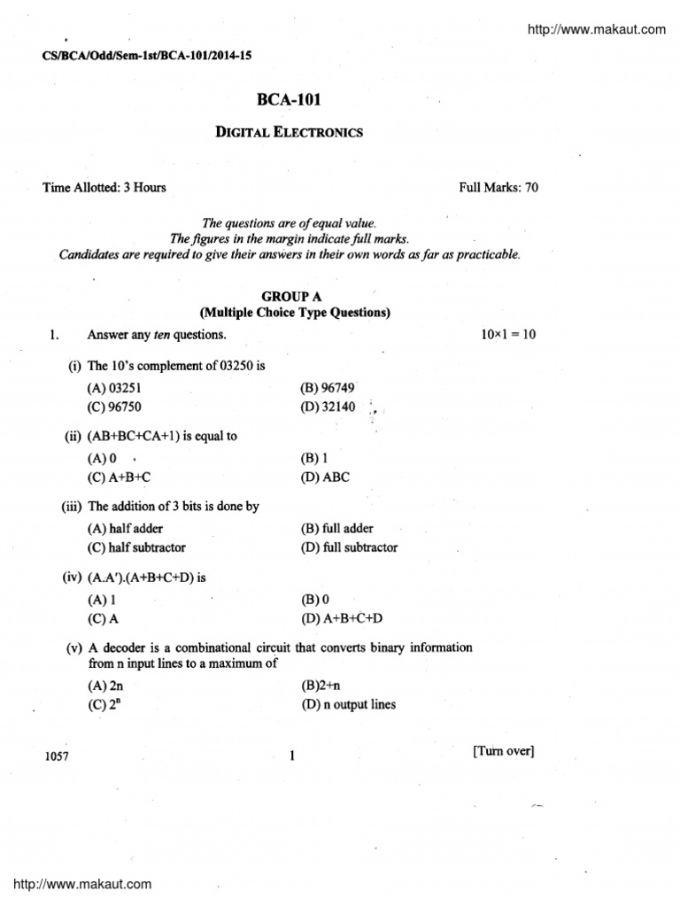 Bca 1 Sem Digital Electronics Bca 101 2015 PDF