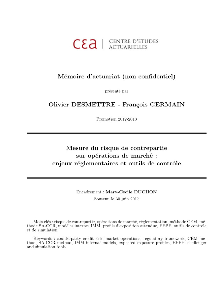 Mémoire D&rsquo;actuariat (Non Confidentiel) | PDF