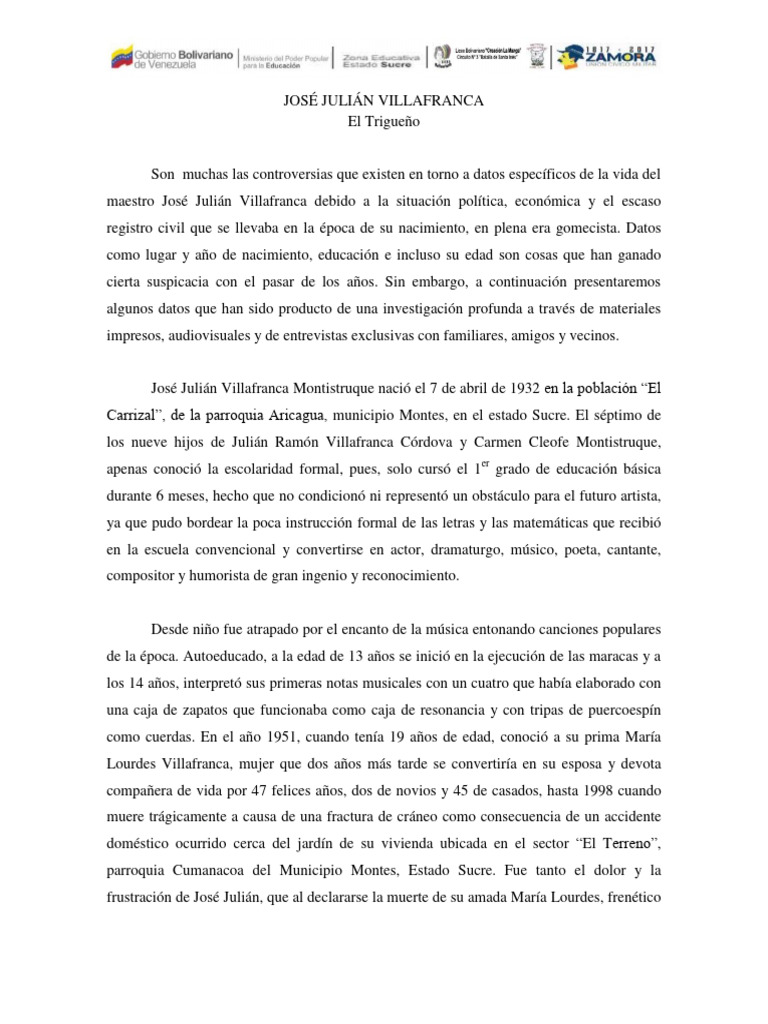 Biografia José Julian Villafranca Montistruque - 033829 | PDF ...