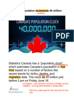 Canada's Population Surpasses 40 Million Article Review by JForrest English