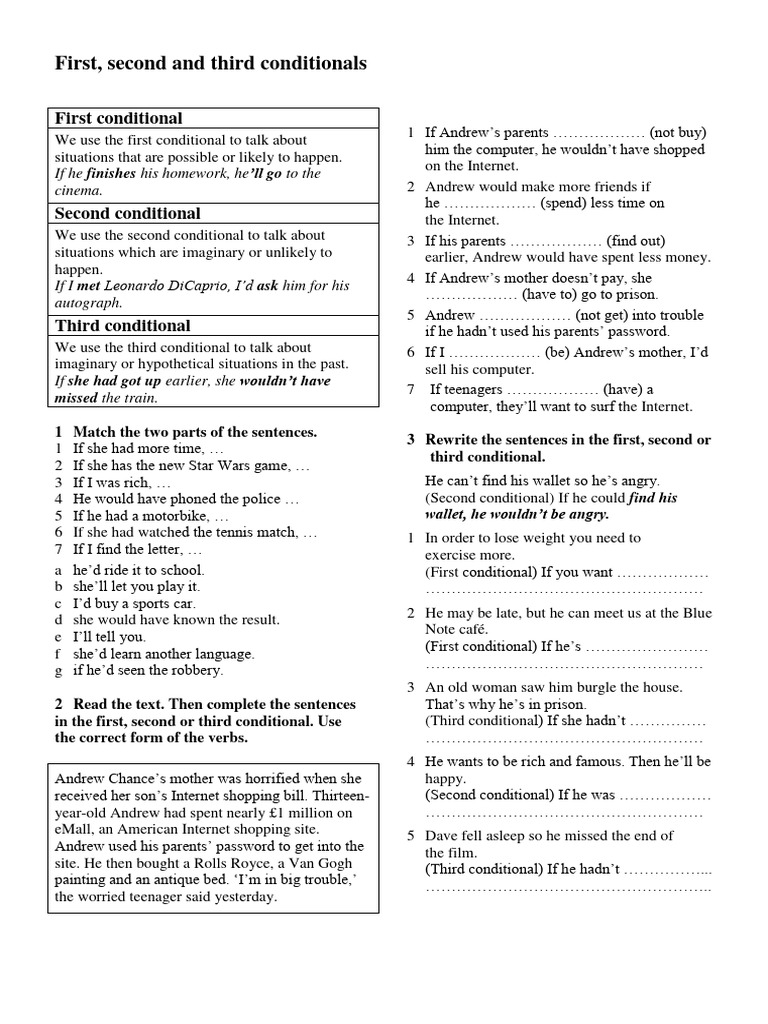 Conditionals ex 1 pdf