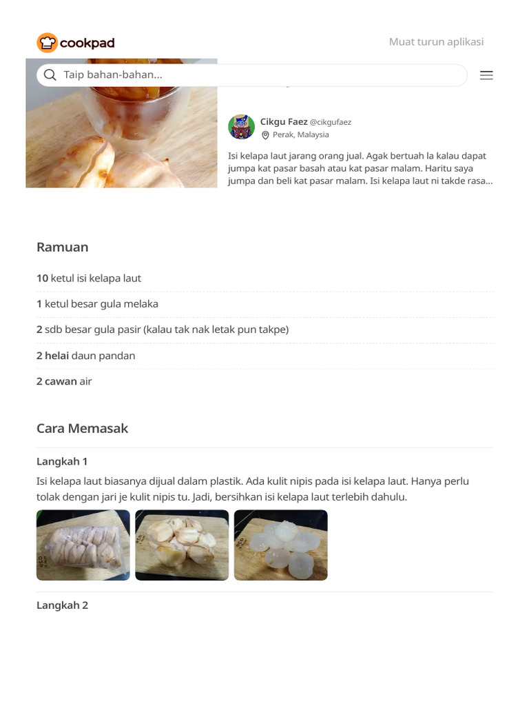 Resipi Air Kelapa Laut Oleh Cikgu Faez - Cookpad | PDF, image size:768x1024