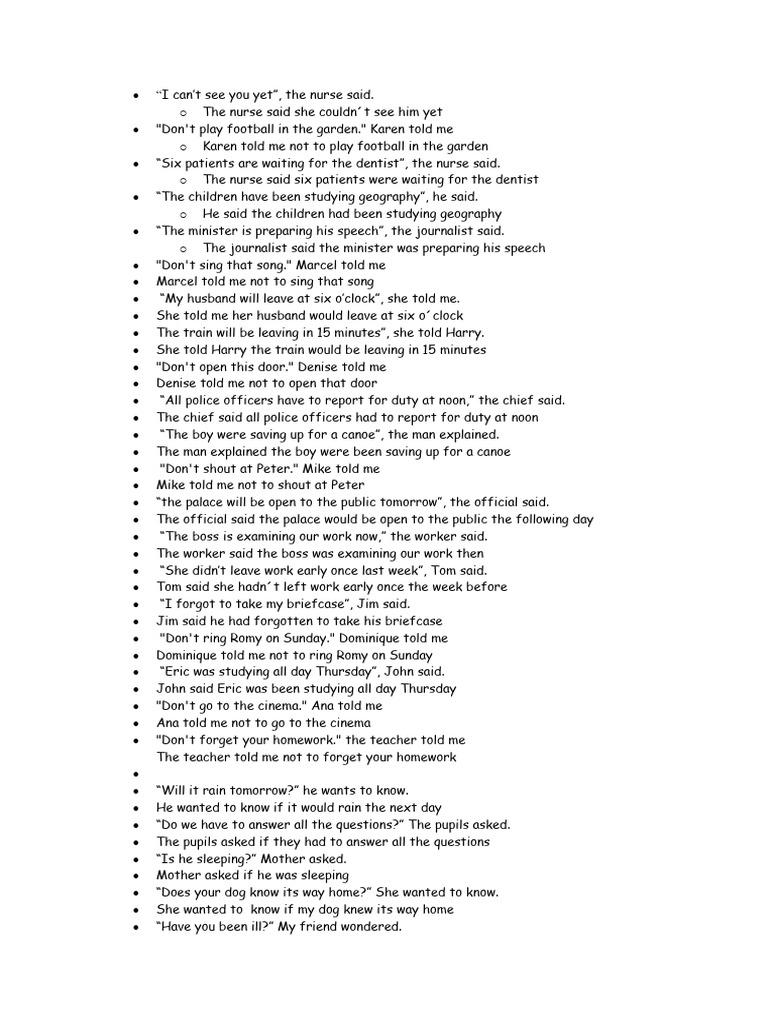 Reported Speech Mixed Pdf