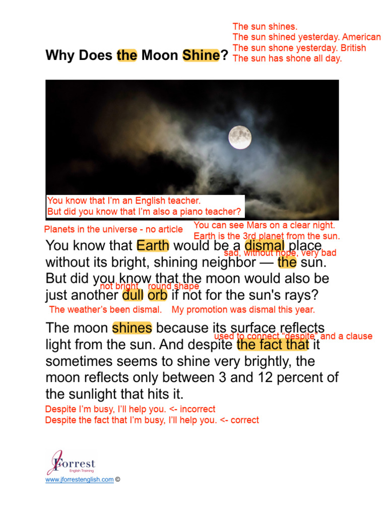Moon Shine Article Review by JForrest English | PDF | Moon | Sun
