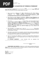 Affidavit of Acquisition of Foreign Citizenship