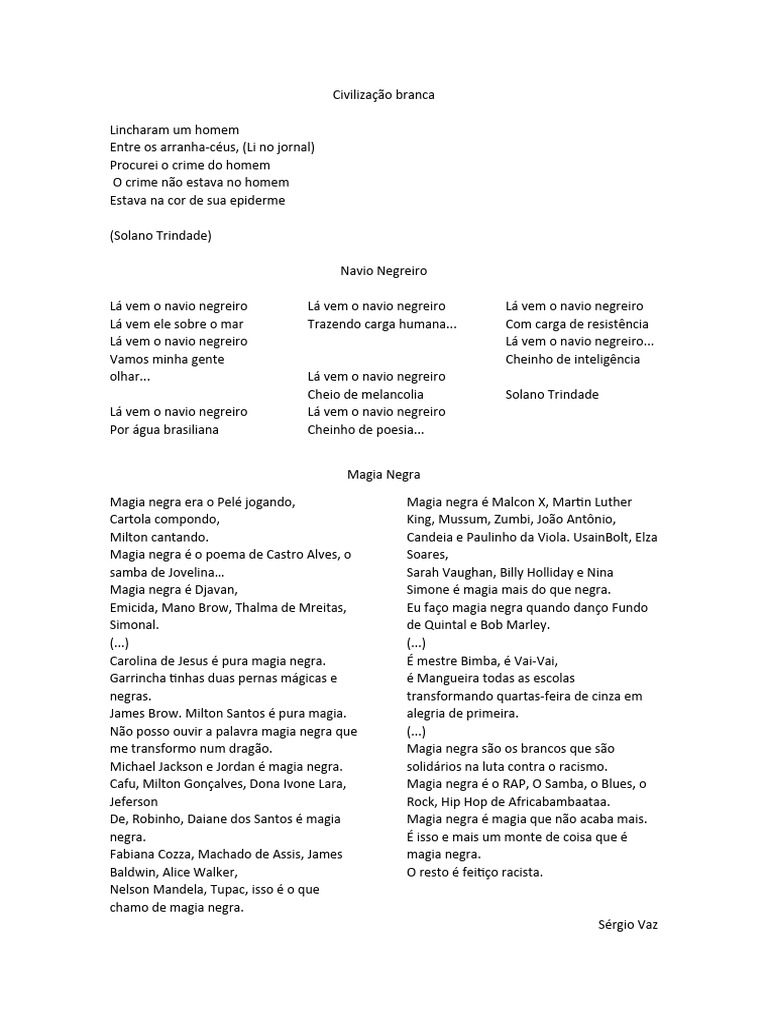 Vozes Negras e Resistência | PDF