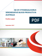 Clinical Use of Cytomegalovirus Seronegative Blood Products in Australia