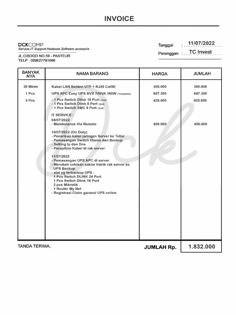 Invoice & Report TCINVEST | PDF