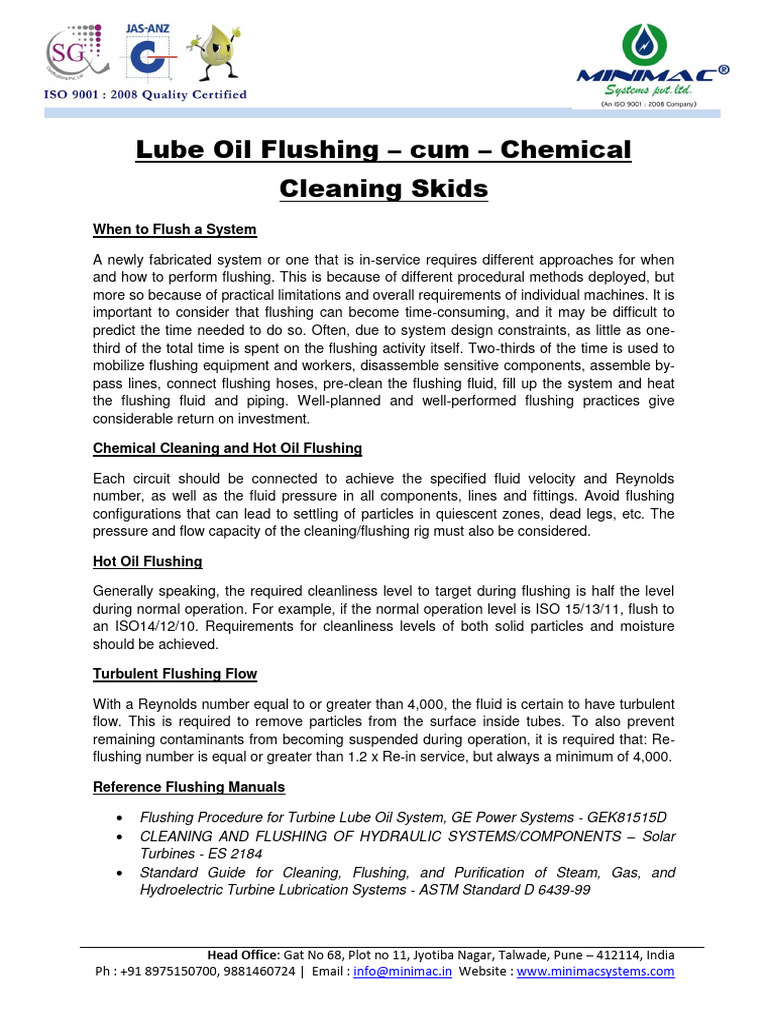 Minimac Lube Oil Flushing & Chemical Cleaning Skids PDF