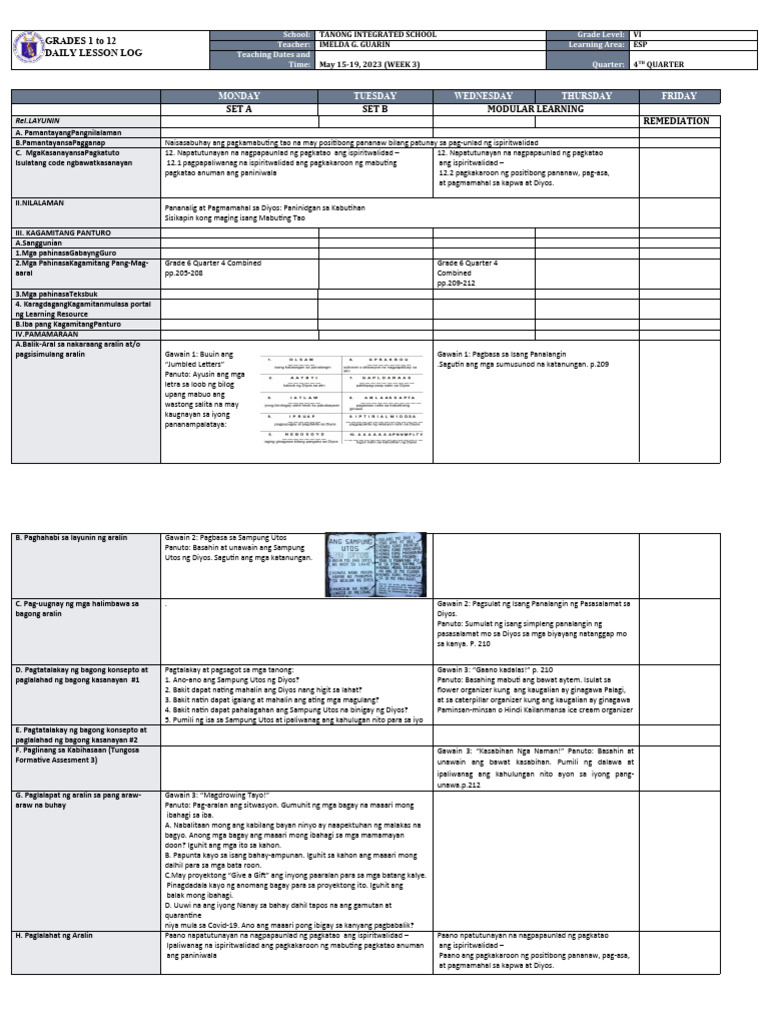 DLL - Esp 6 - Q4 - W3 | PDF