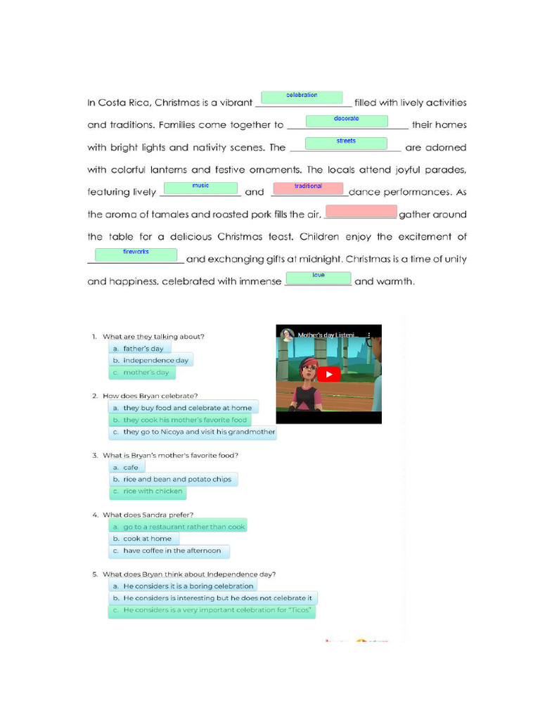 Celebration Vocabulary | PDF