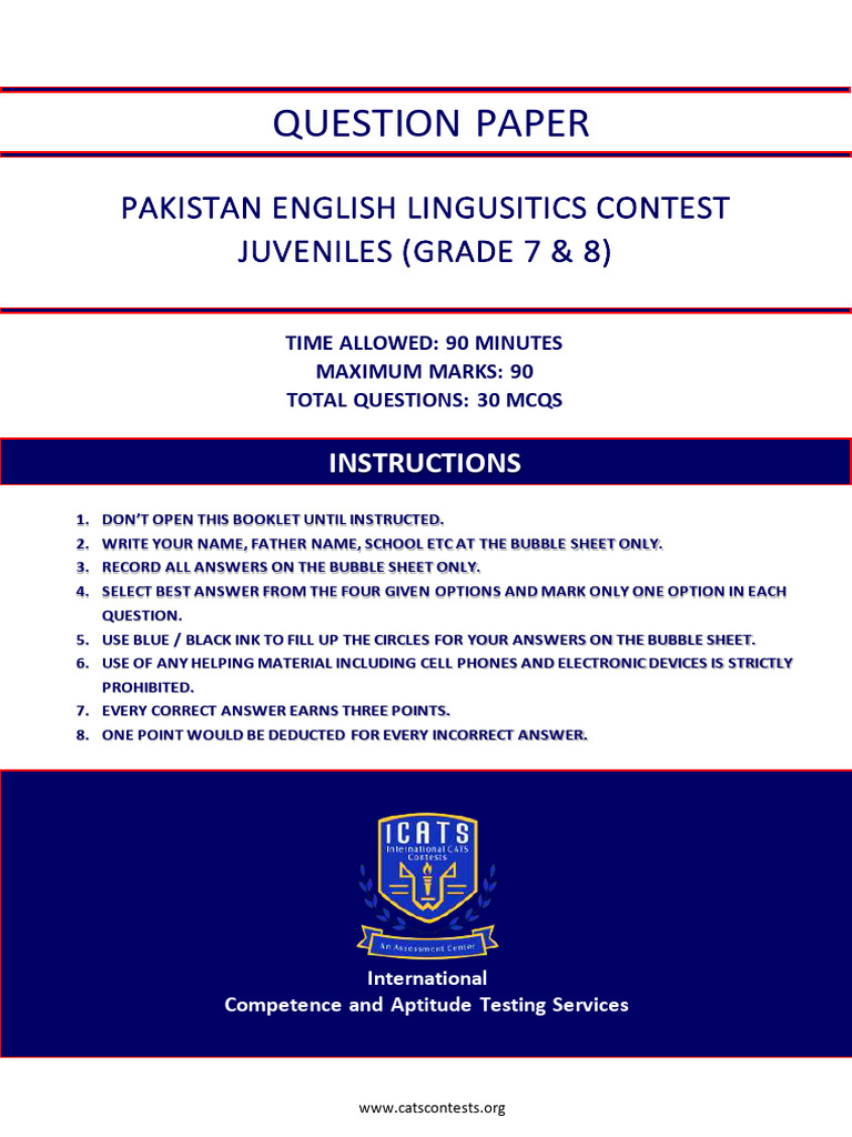 Pakistan English Linguistics Contest | PDF | Linguistics | Grammar
