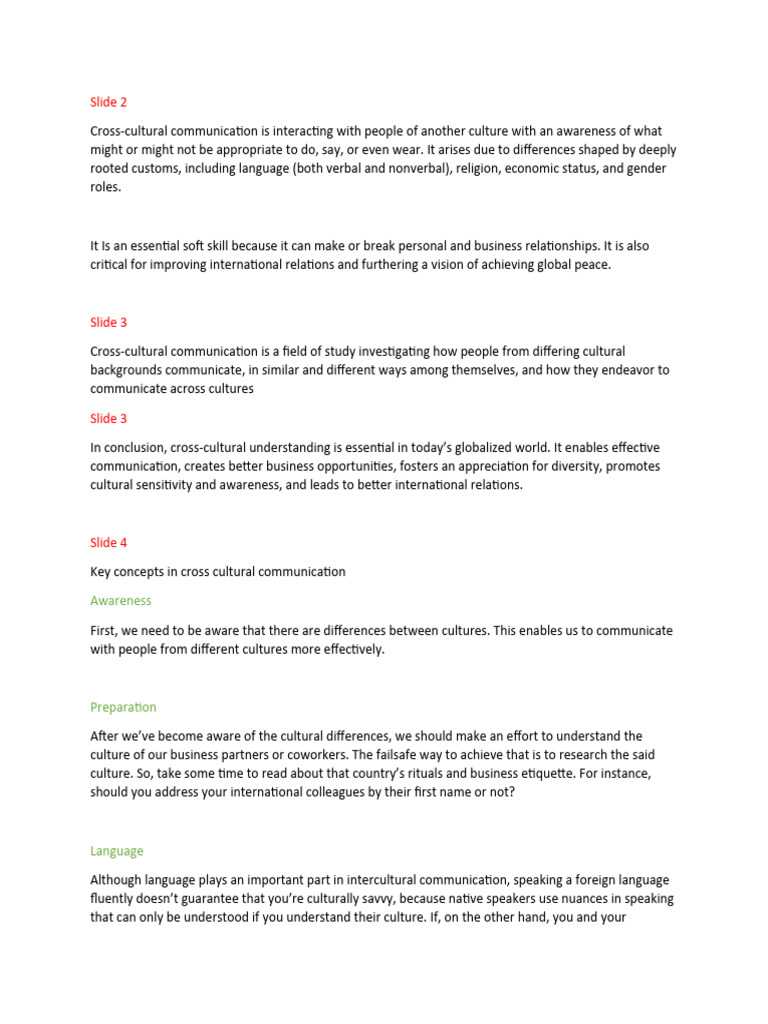 Understanding Cross-Cultural Communication | PDF | Cross Cultural ...